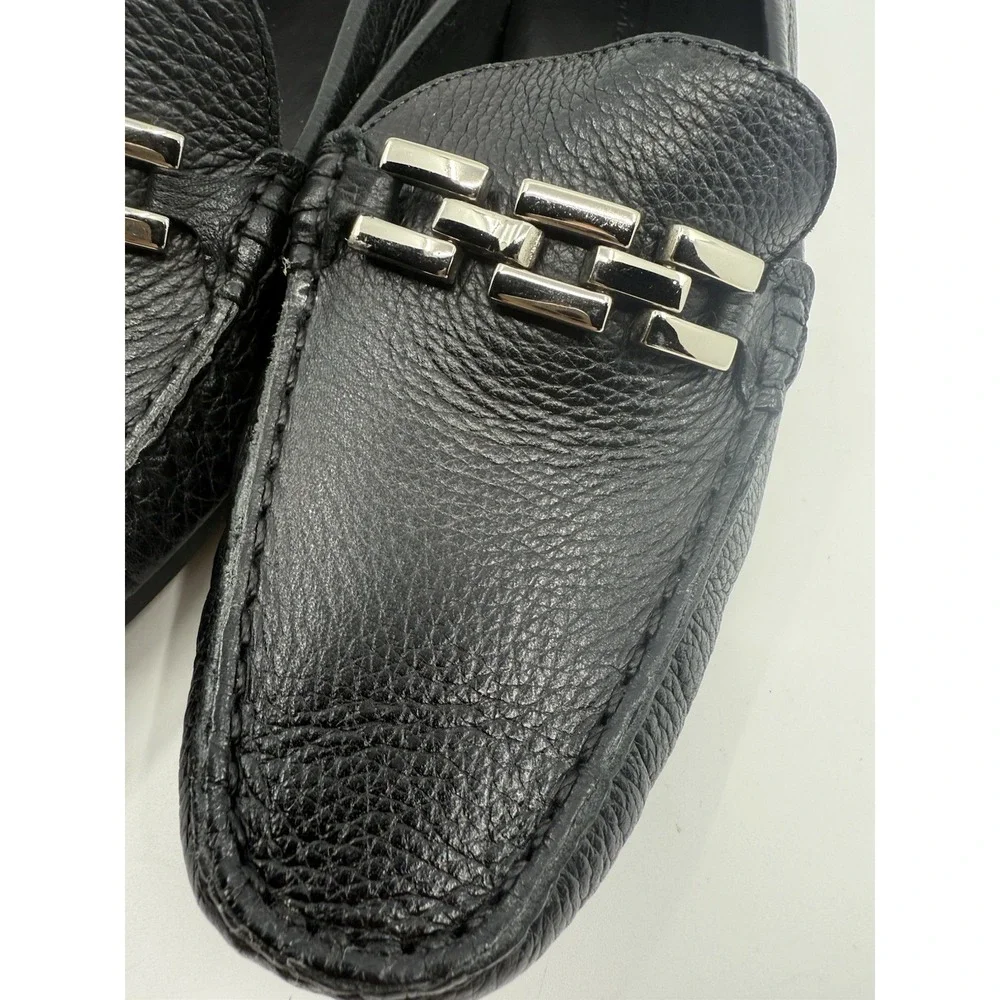 Talbots Nadia15 Panther‎ Link Leather Loafers Shoes Flats Sz 8 Black Soft NIB